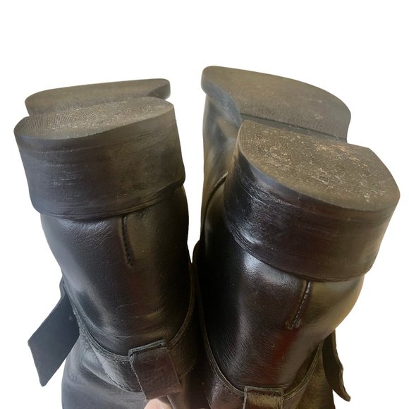 MADEWELL 1937 Biker Moto Boot Black Leather Pull On Ankle Strap Womens 7 - Picture 12 of 16